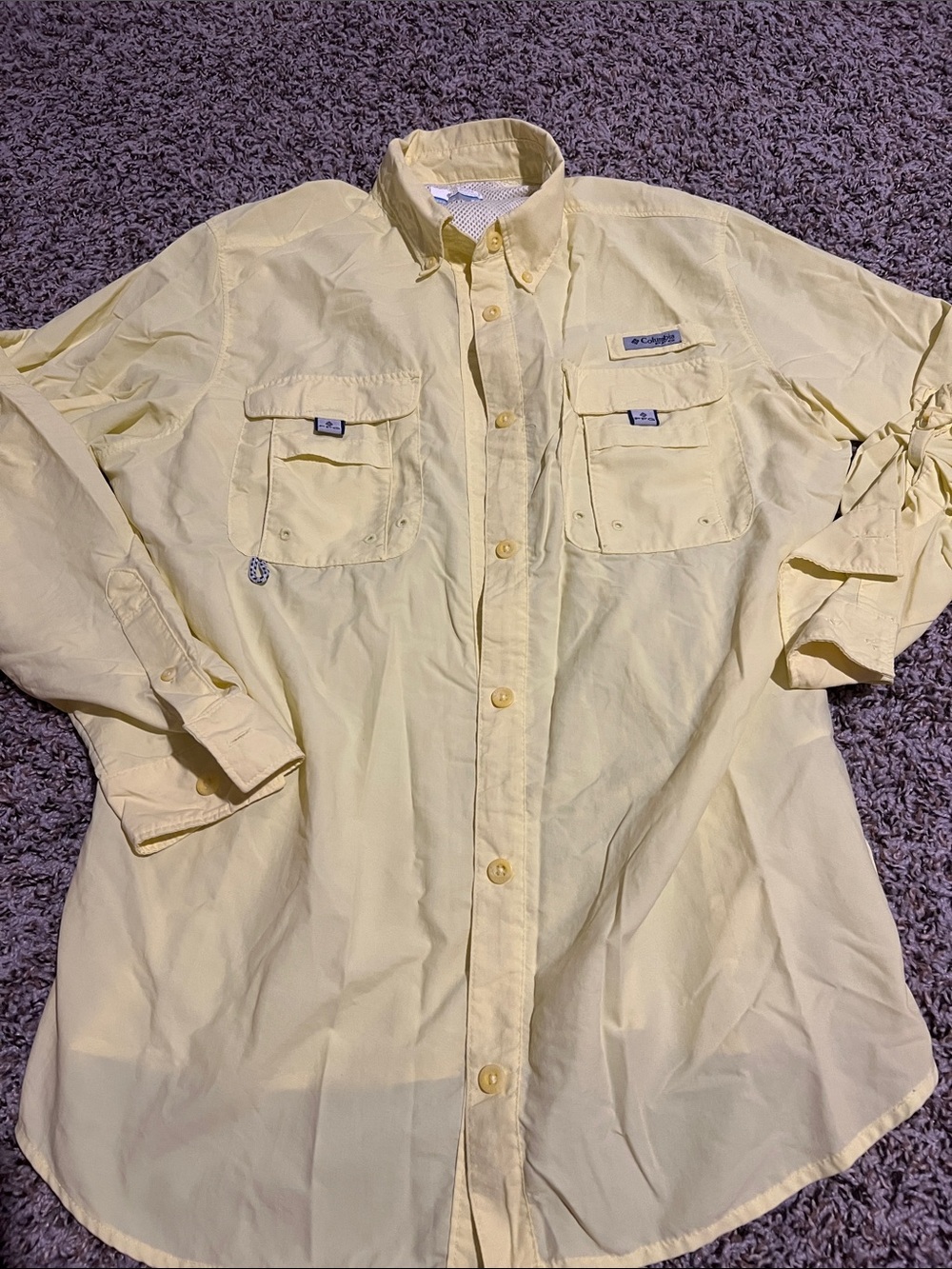 Columbia Yellow Long-Sleeve Button-Down Shirt PFG